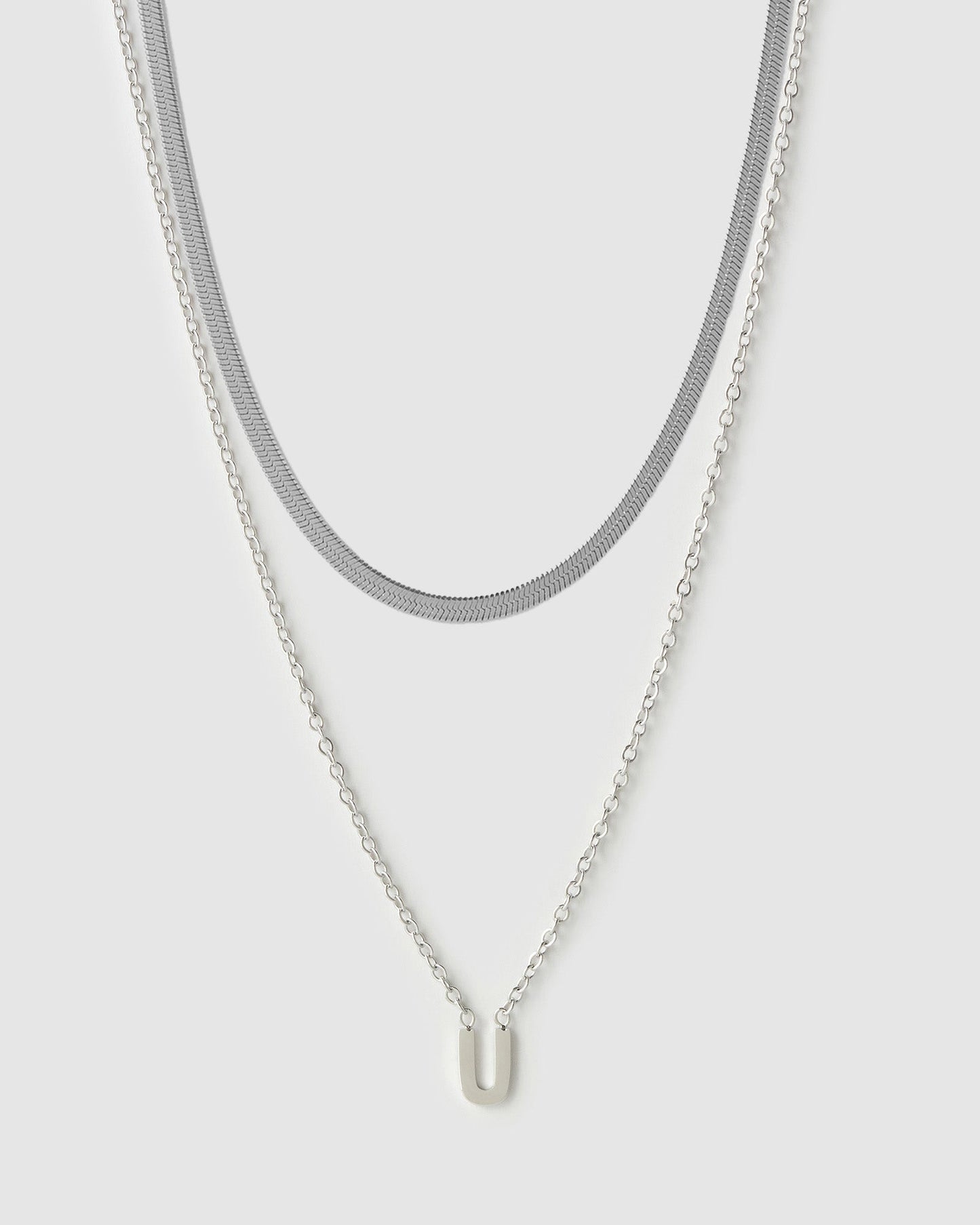 Mini Initial Necklace Stack - Silver