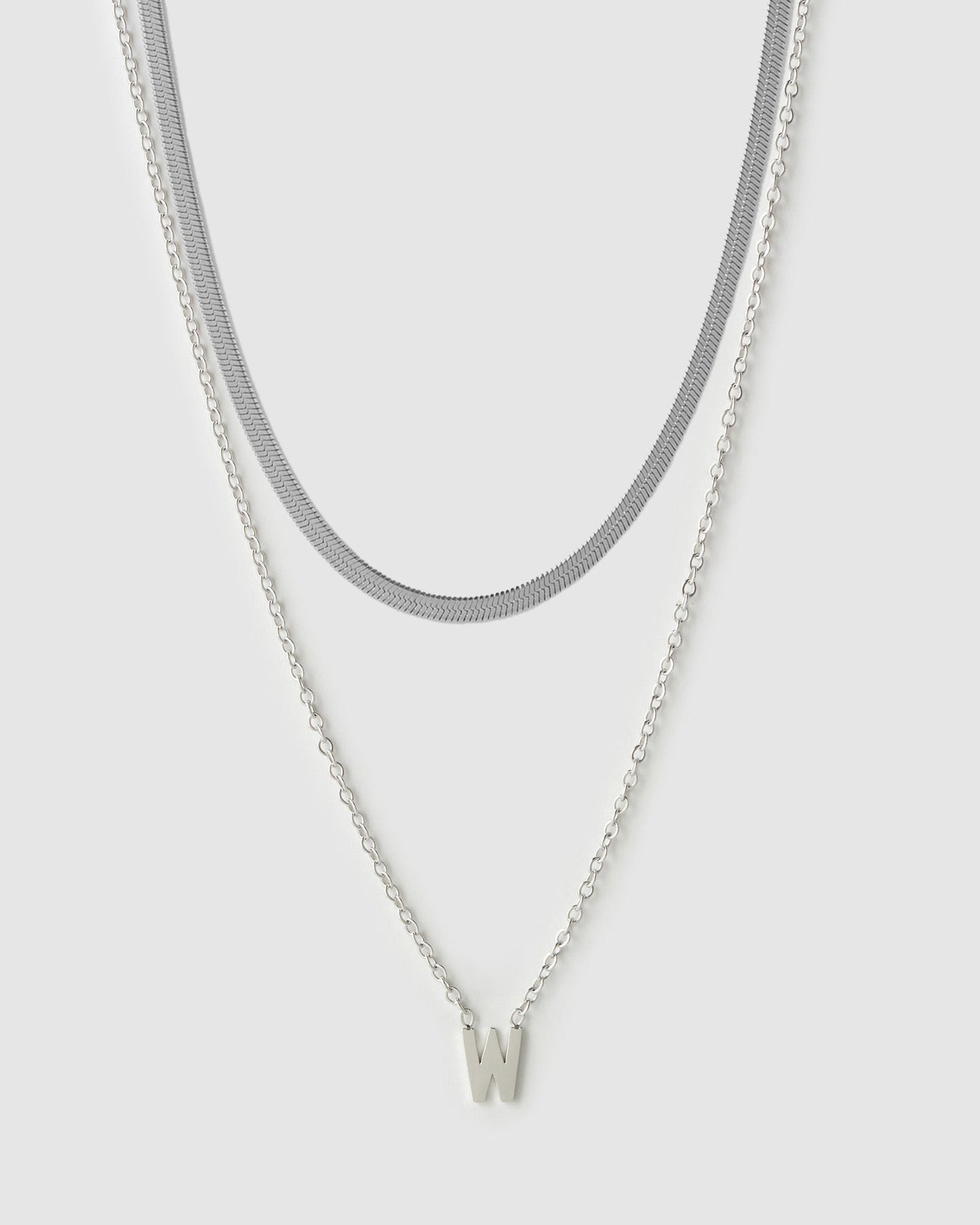 Mini Initial Necklace Stack - Silver