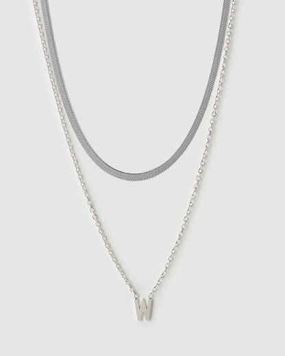 Mini Initial Necklace Stack - Silver