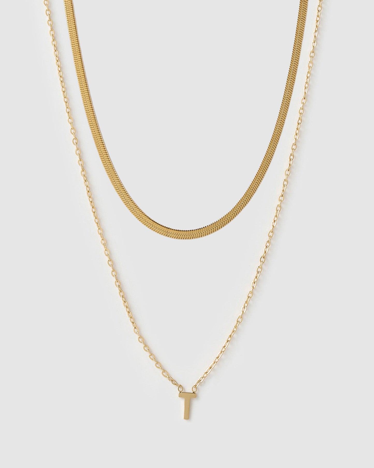 Mini Initial Necklace Stack - Gold