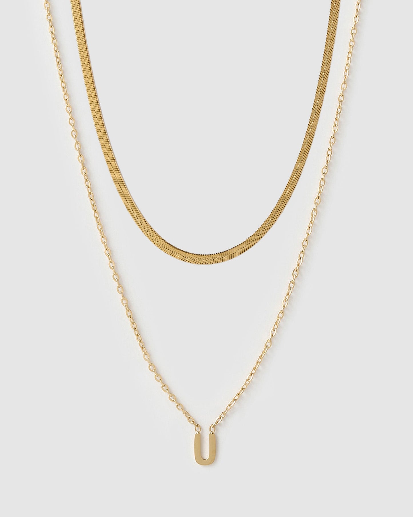 Mini Initial Necklace Stack - Gold