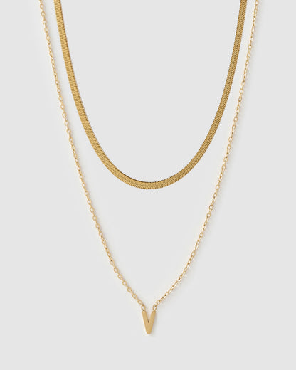 Mini Initial Necklace Stack - Gold