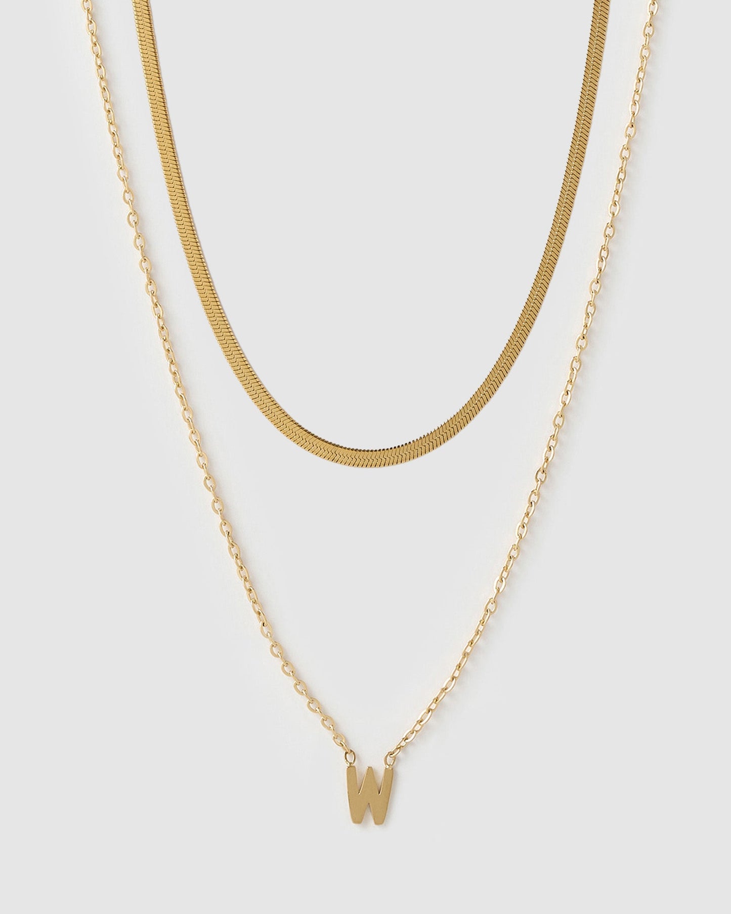 Mini Initial Necklace Stack - Gold