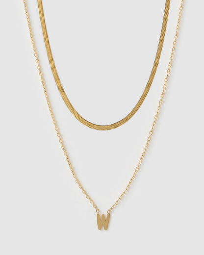 Mini Initial Necklace Stack - Gold