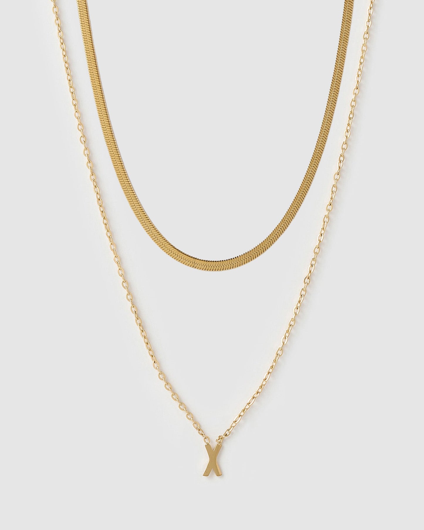 Mini Initial Necklace Stack - Gold