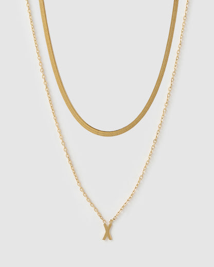 Mini Initial Necklace Stack - Gold