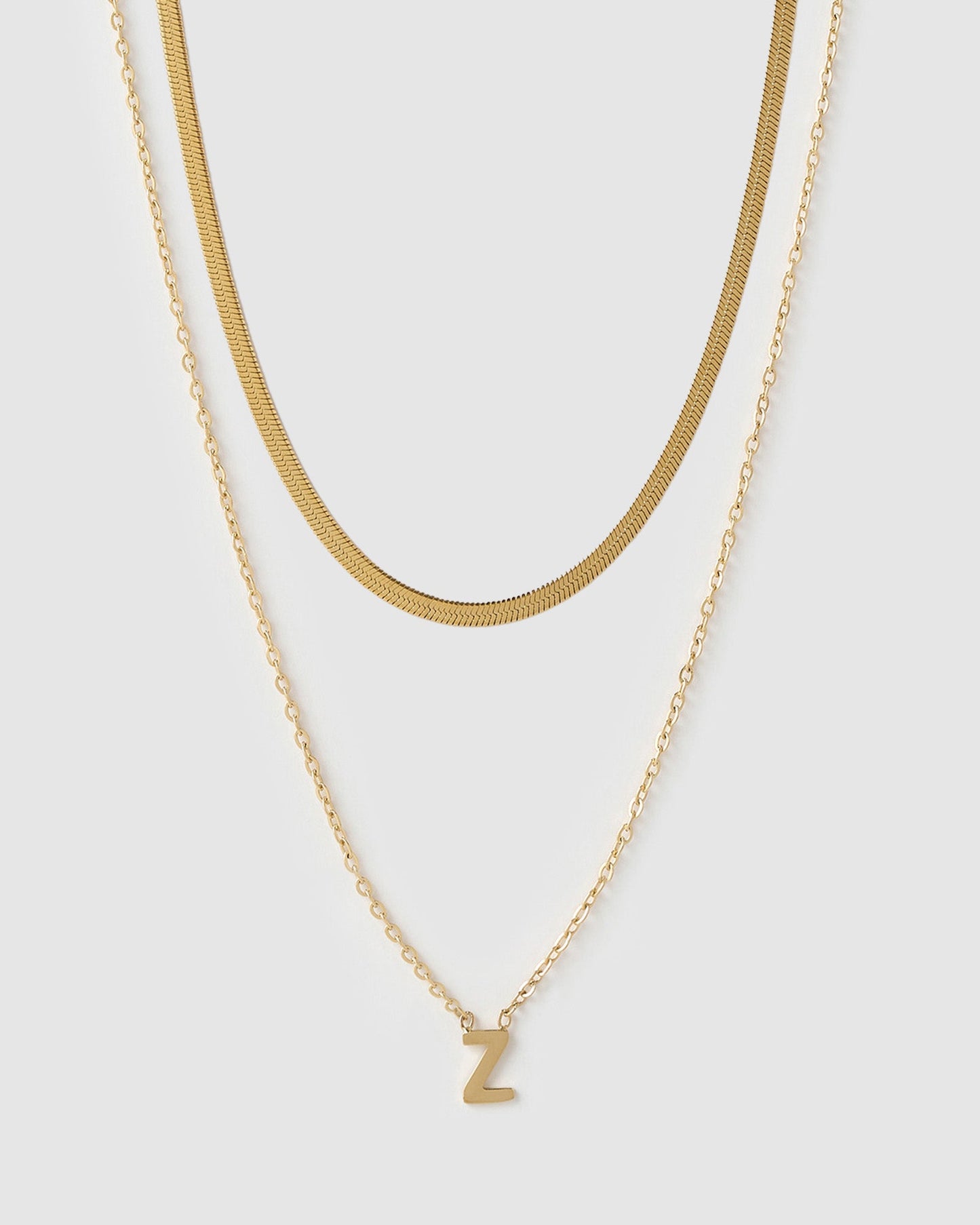 Mini Initial Necklace Stack - Gold