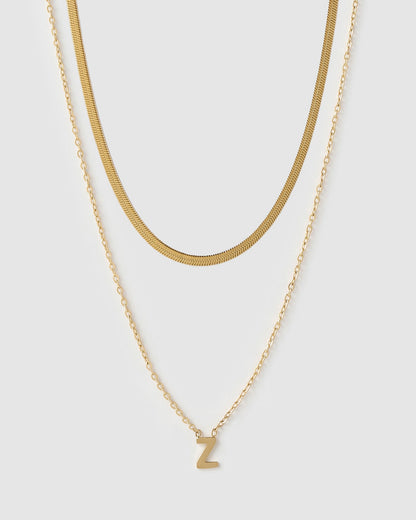 Mini Initial Necklace Stack - Gold