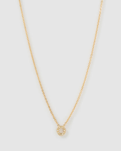 Mini Initial Stone Necklace