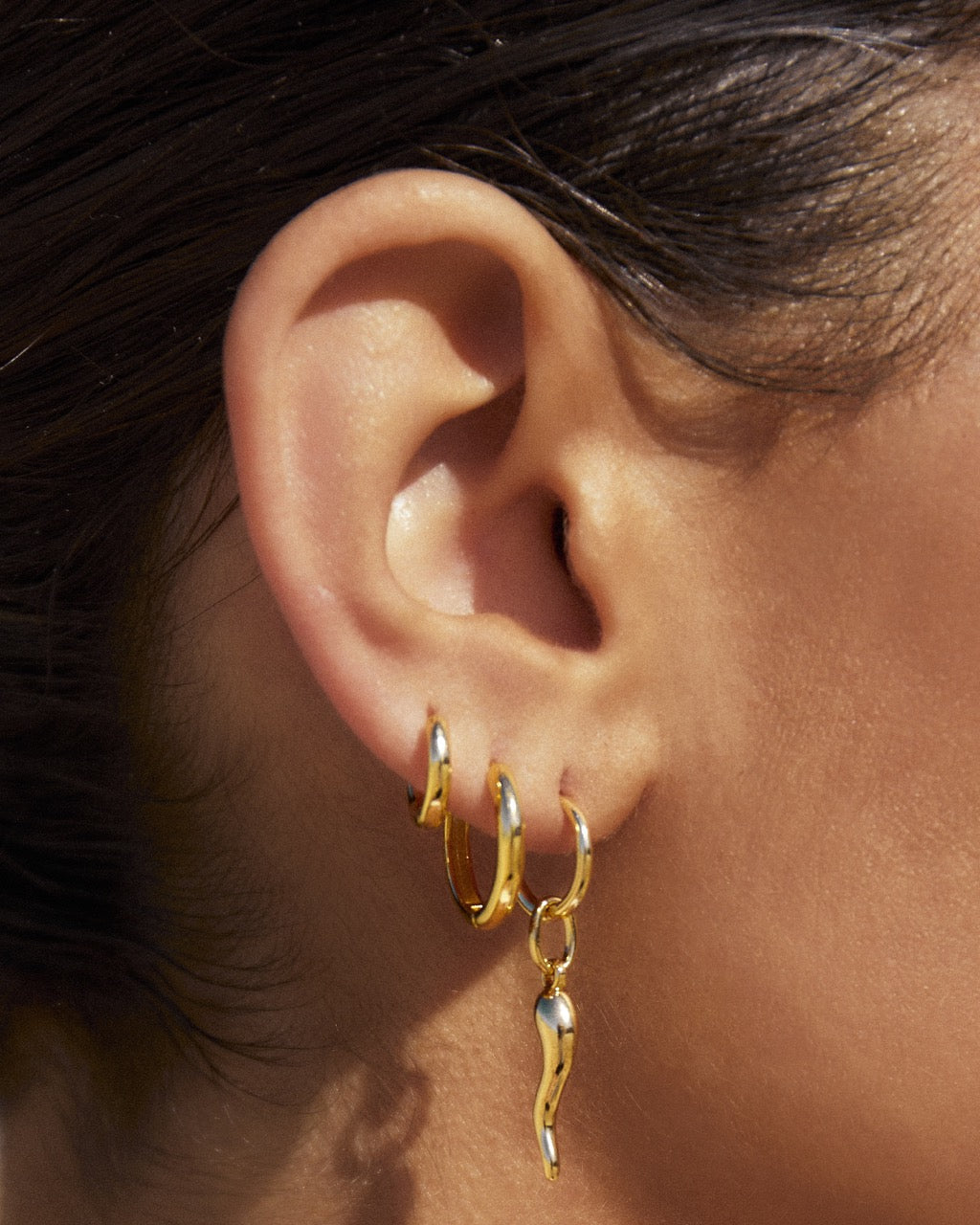 Circle Earring Stack - Gold