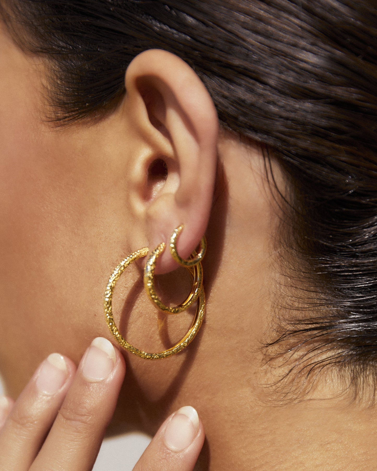 Triple Hoop Earring Stack - Gold