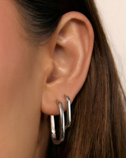 Link-Up Silver Hoop Huggies - Large