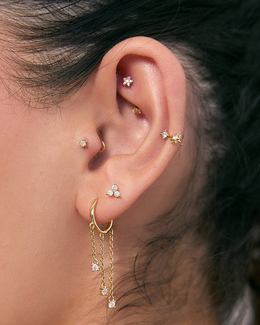 Opal Chain Huggie Earrings