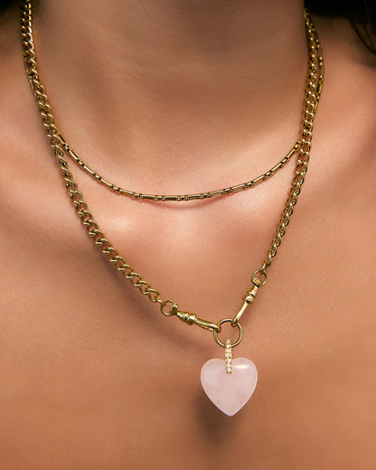 Violet Heart Necklace - Rose Quartz
