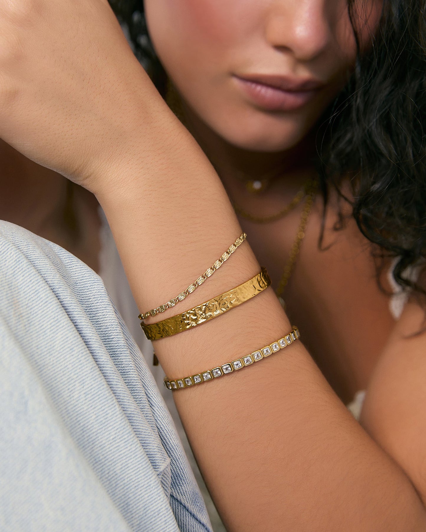 Quinn Gold Cuff - Stone