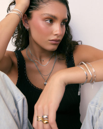 Tabitha Silver Huggie Earrings