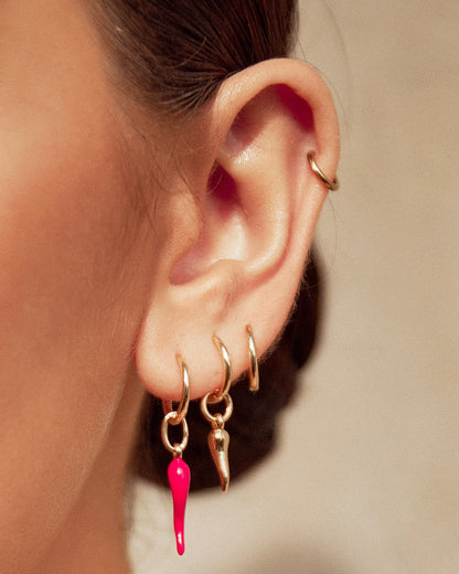 Double Cornicello Single Earring Stack