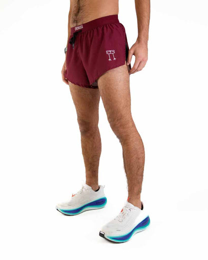 Men's Maroon 2" DS Split Shorts