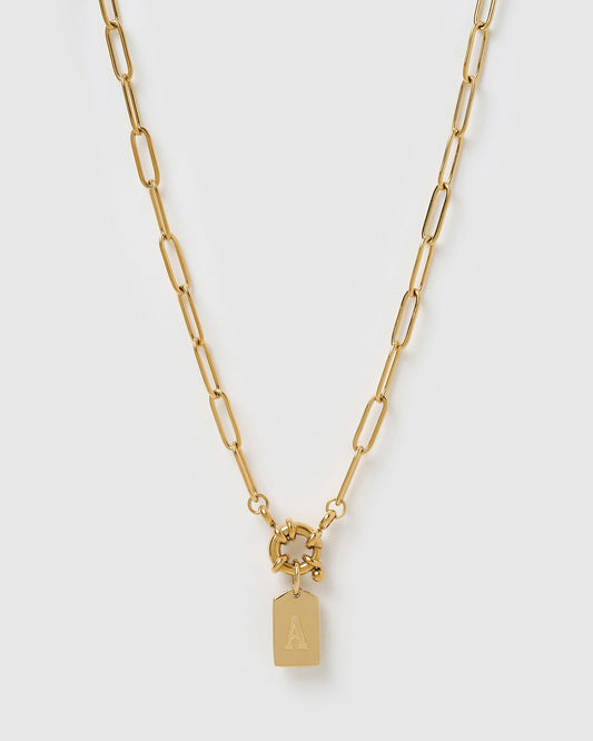 Letter Gold Tag Necklace