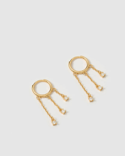 Opal Chain Huggie Earrings
