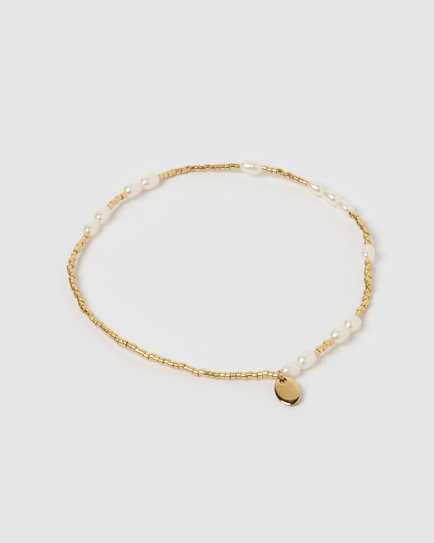 Poppy Pearl & Glass Beaded Anklet - Gold