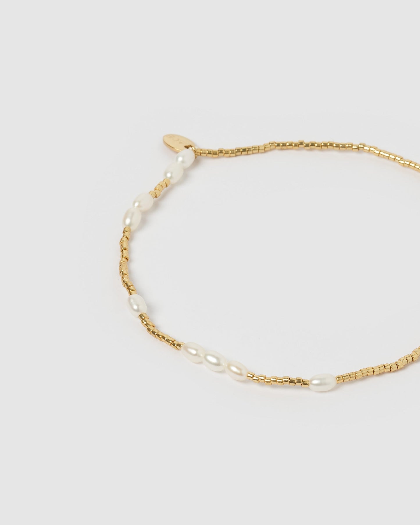 Poppy Pearl & Glass Beaded Anklet - Gold
