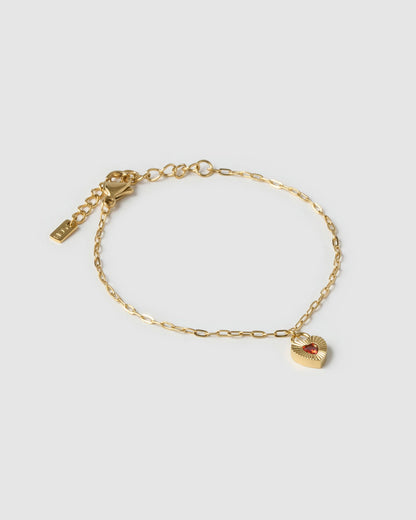 Ruby Heart Bracelet - Red