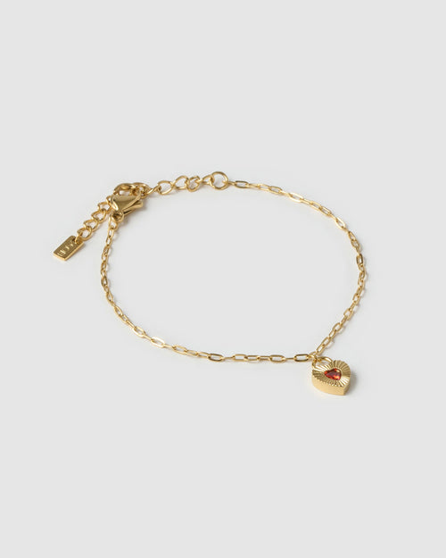 Ruby Heart Bracelet - Red