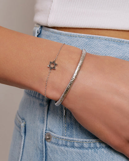 Star Of David Charm Silver Bracelet