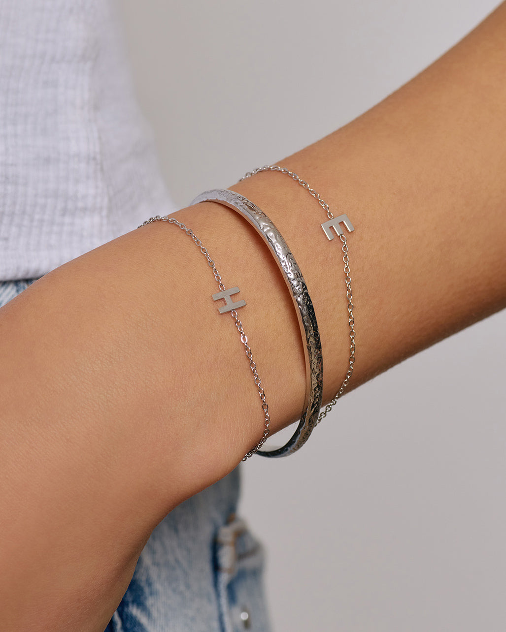 Mini Initial Silver Bracelet