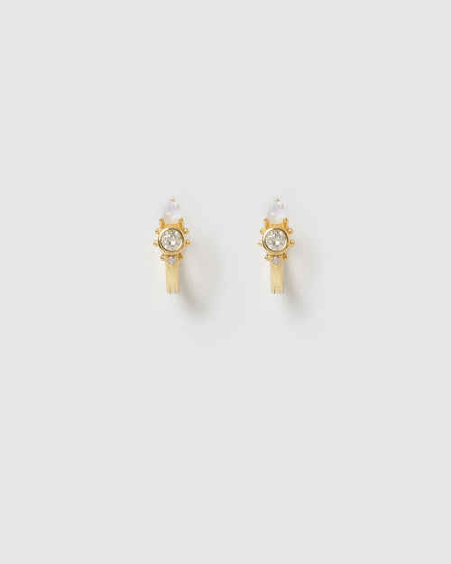 Santino Stone and Gold Huggie Earrings