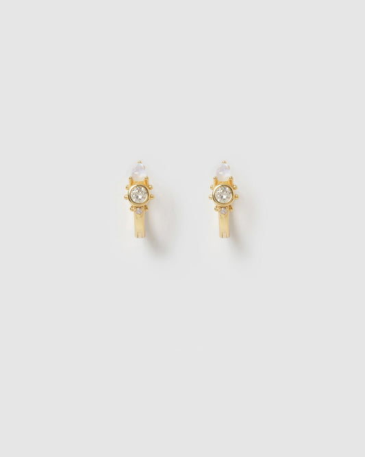 Santino Stone and Gold Huggie Earrings