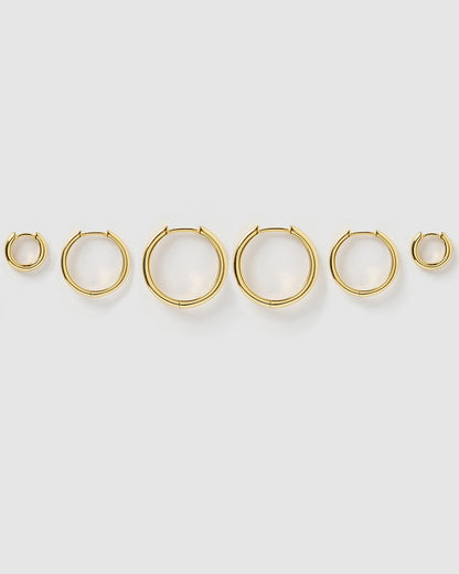 Smooth Hoop Earring Stack - Gold