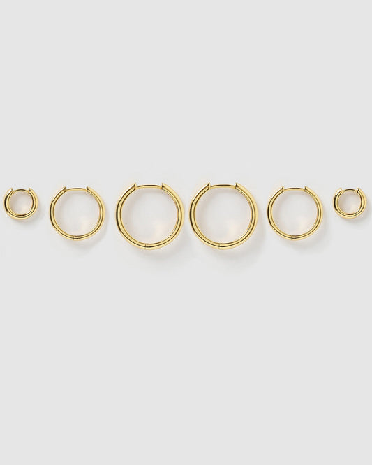 Smooth Hoop Earring Stack - Gold