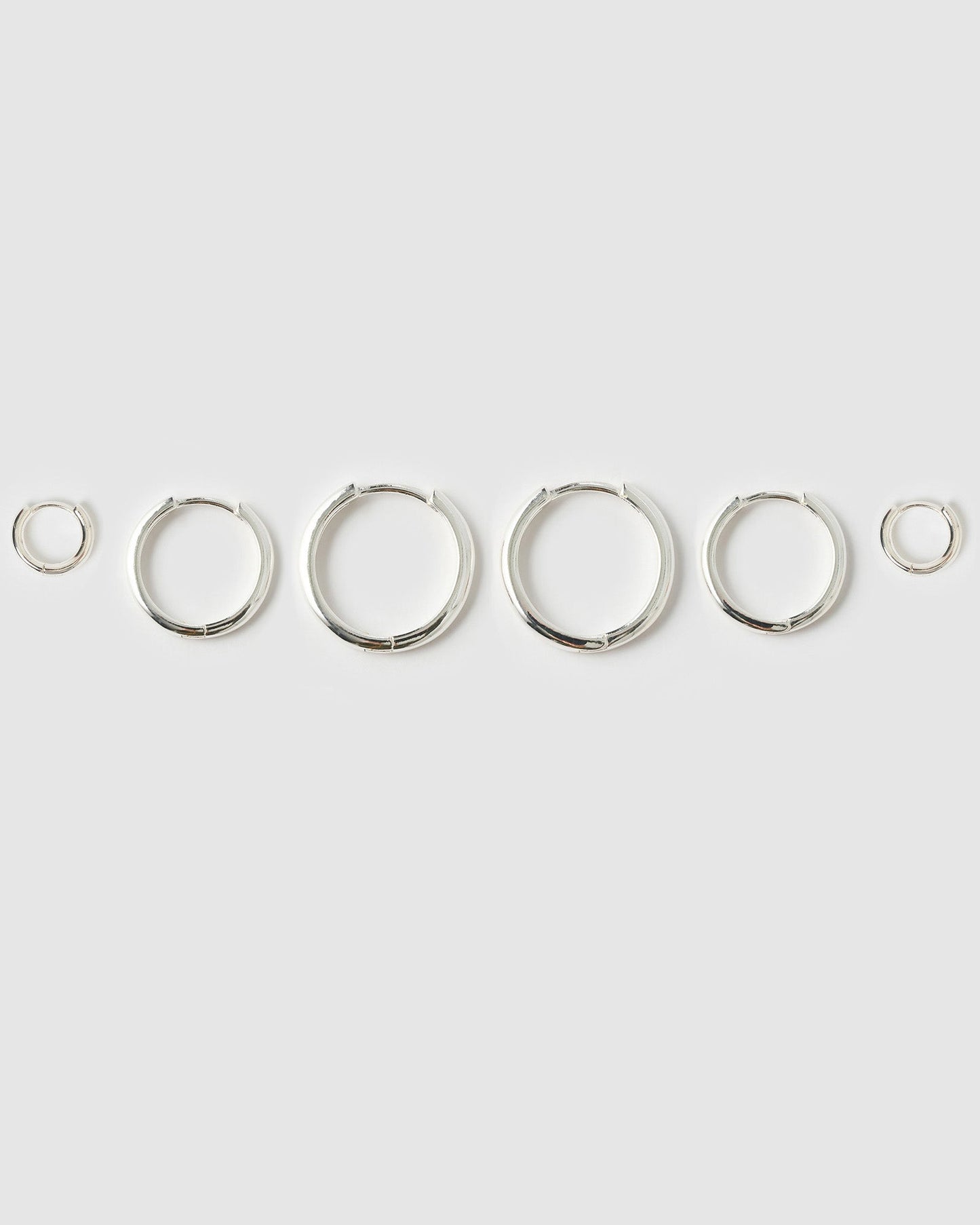 Smooth Hoop Earring Stack - Silver