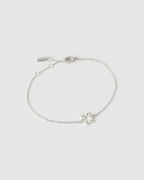 Star Of David Charm Silver Bracelet