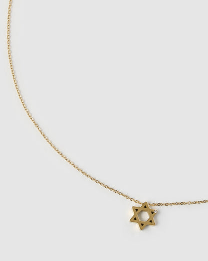 Star Of David Charm Gold Necklace