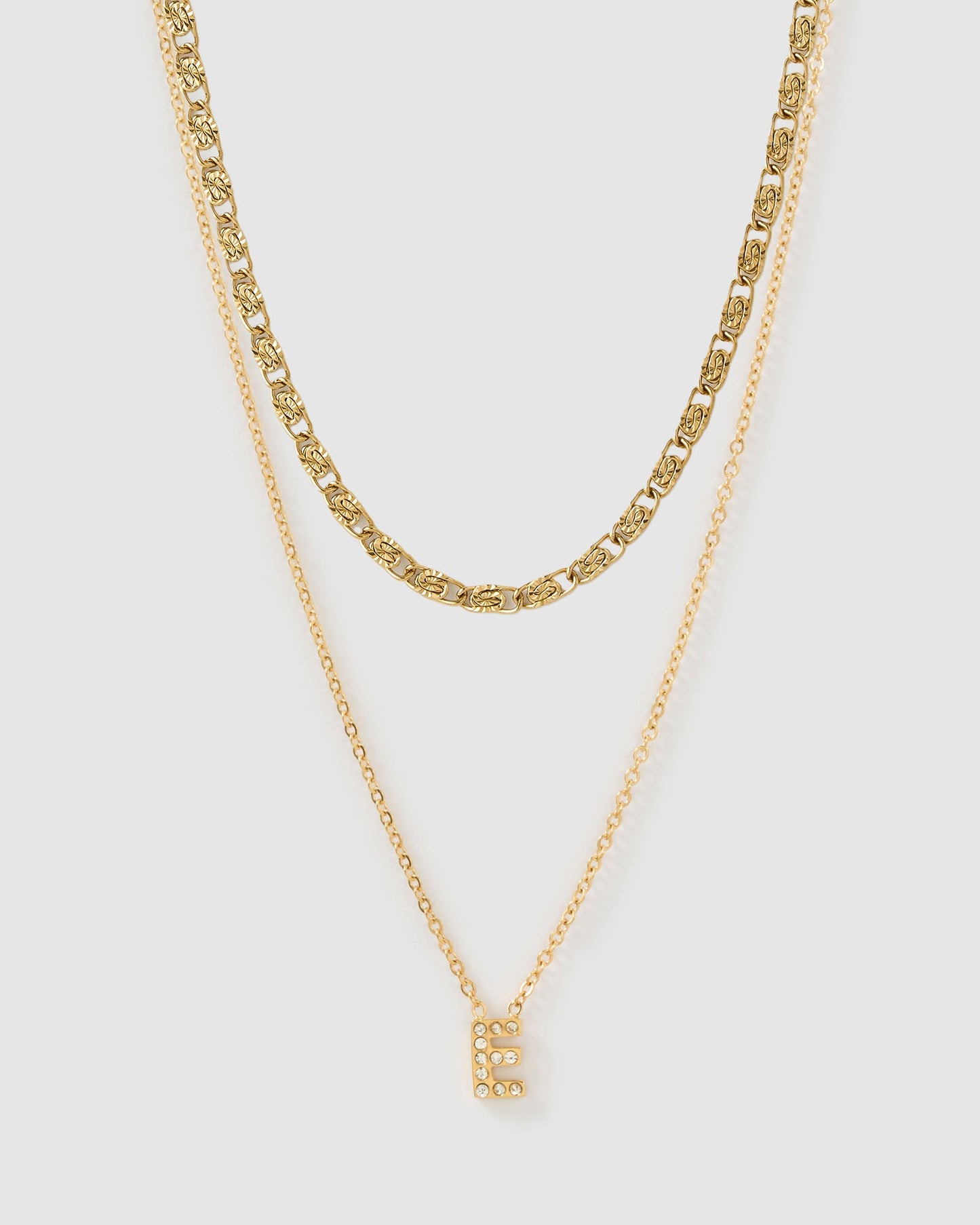 Stone Initial Necklace Stack