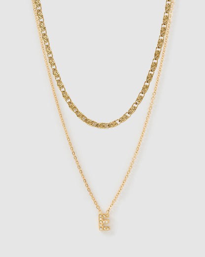 Stone Initial Necklace Stack