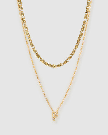 Stone Initial Necklace Stack