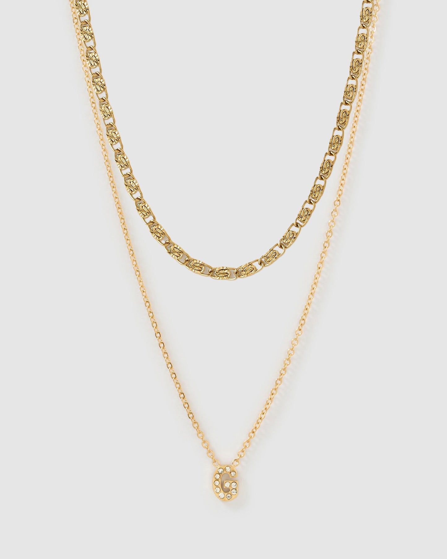 Stone Initial Necklace Stack