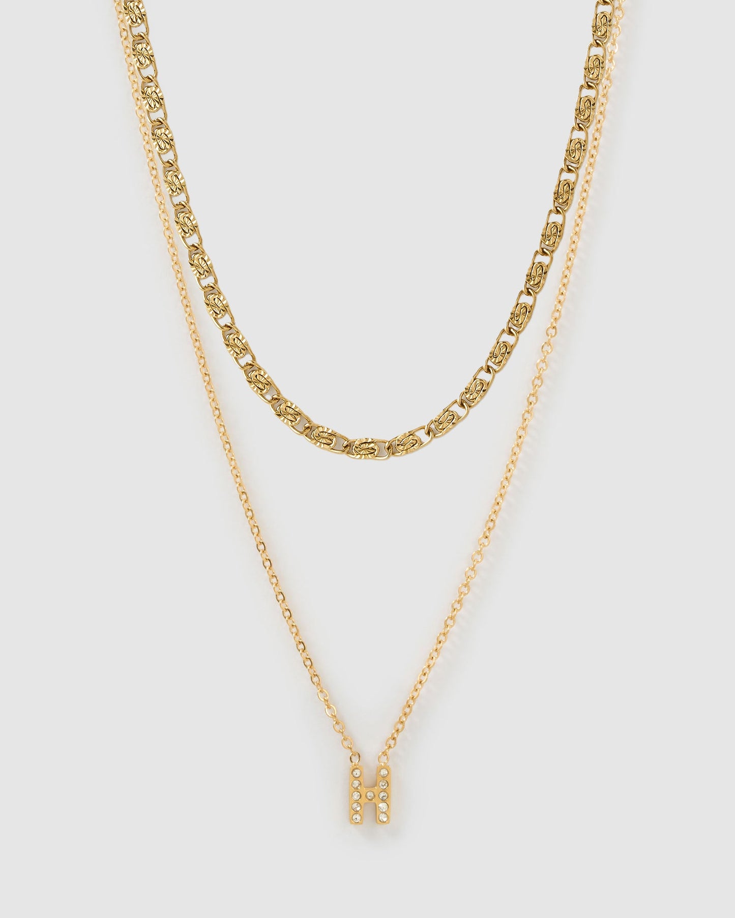 Stone Initial Necklace Stack