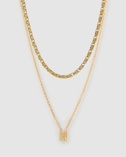 Stone Initial Necklace Stack