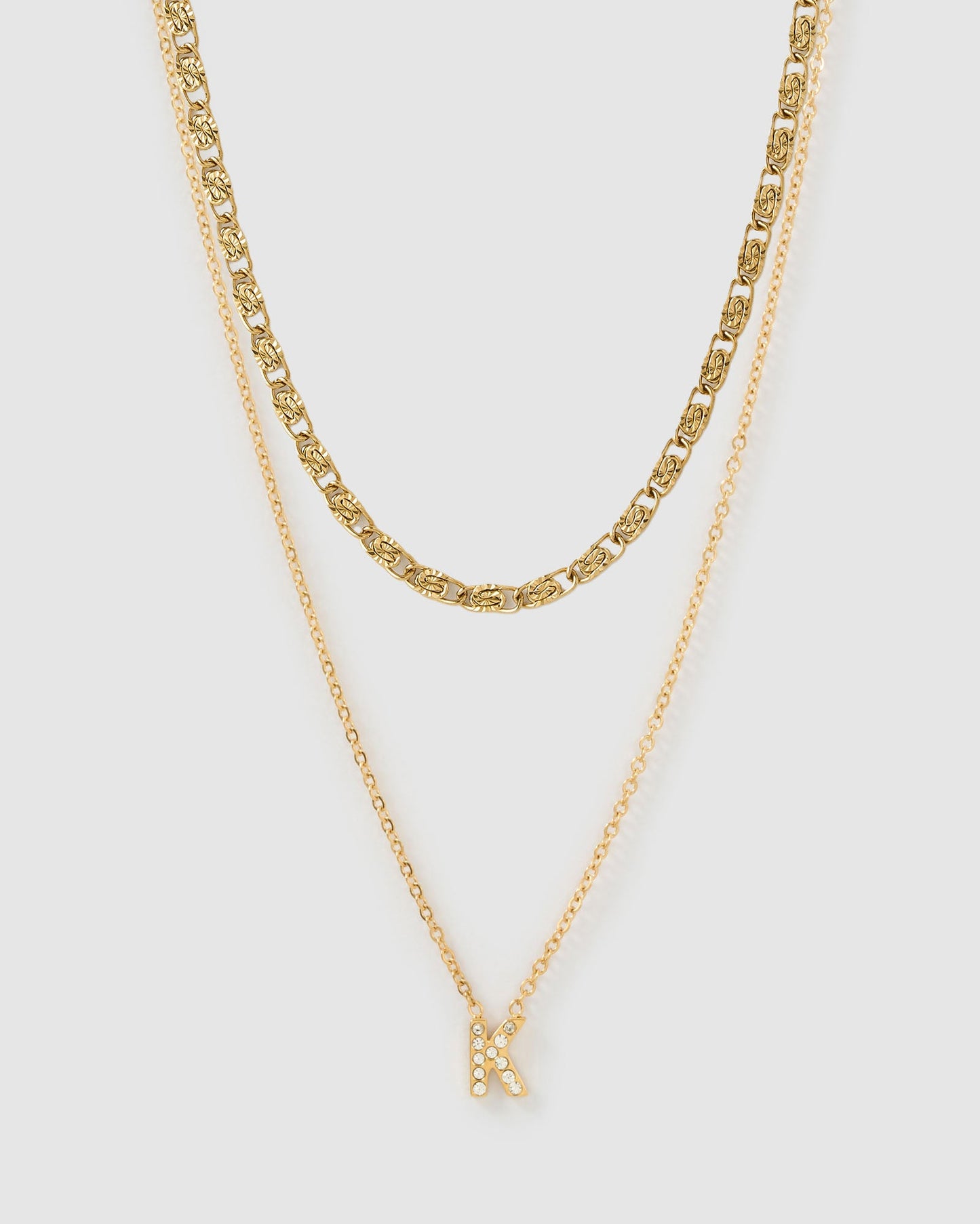 Stone Initial Necklace Stack