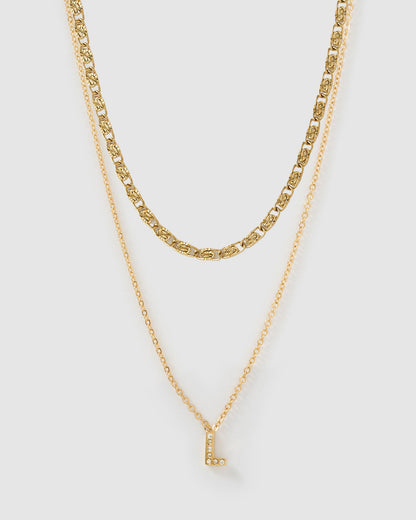 Stone Initial Necklace Stack