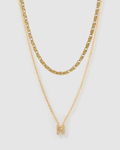 Stone Initial Necklace Stack