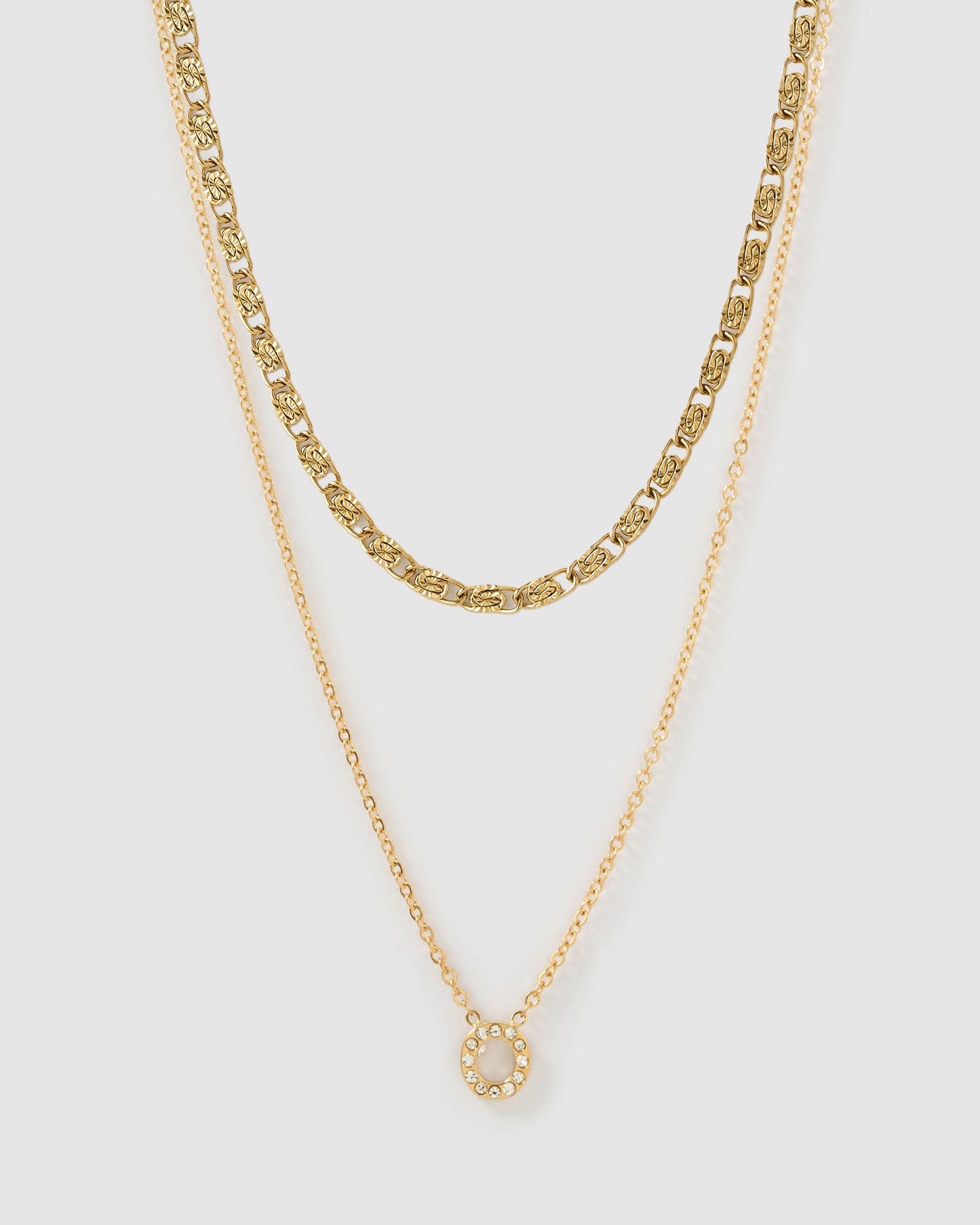 Stone Initial Necklace Stack