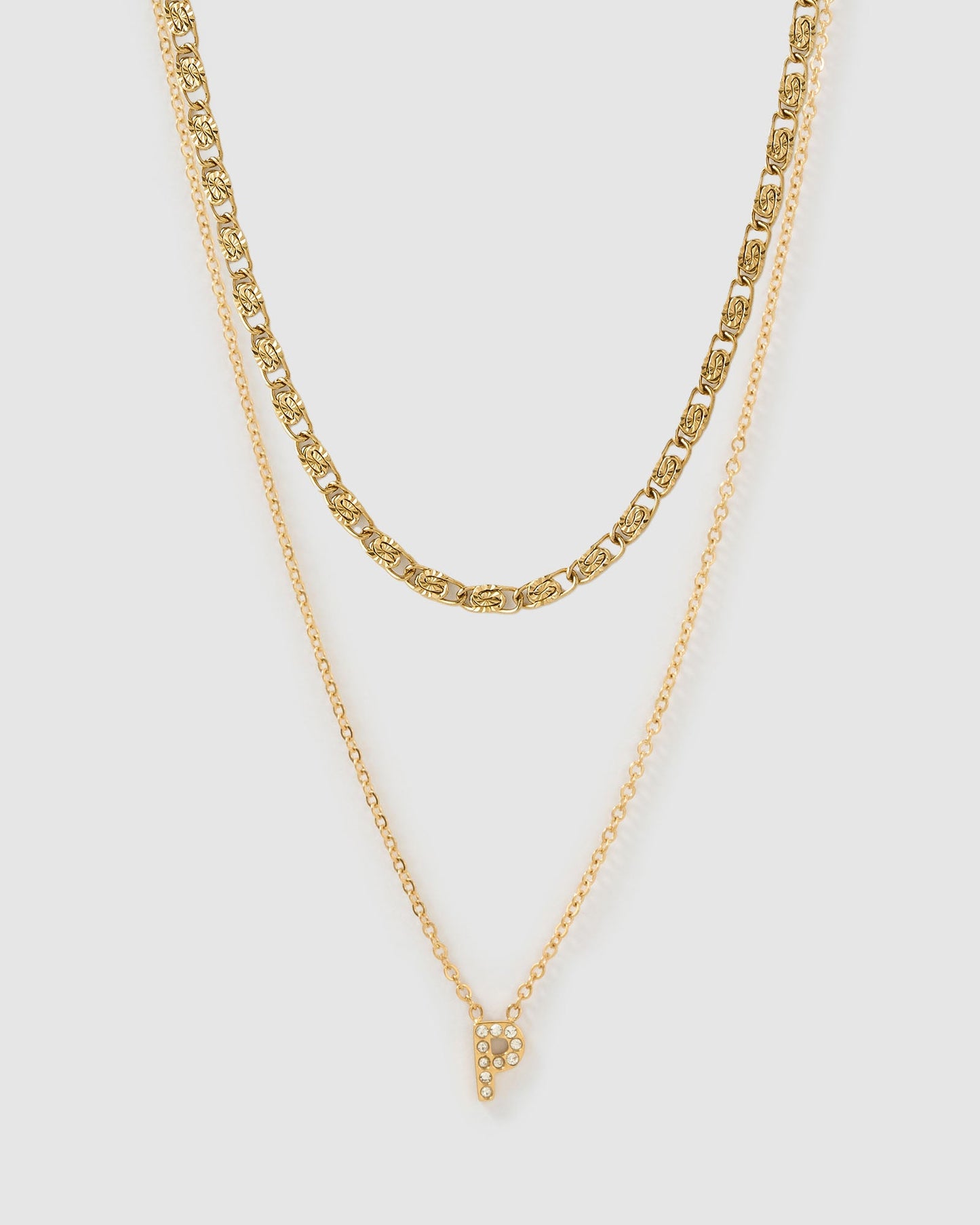 Stone Initial Necklace Stack