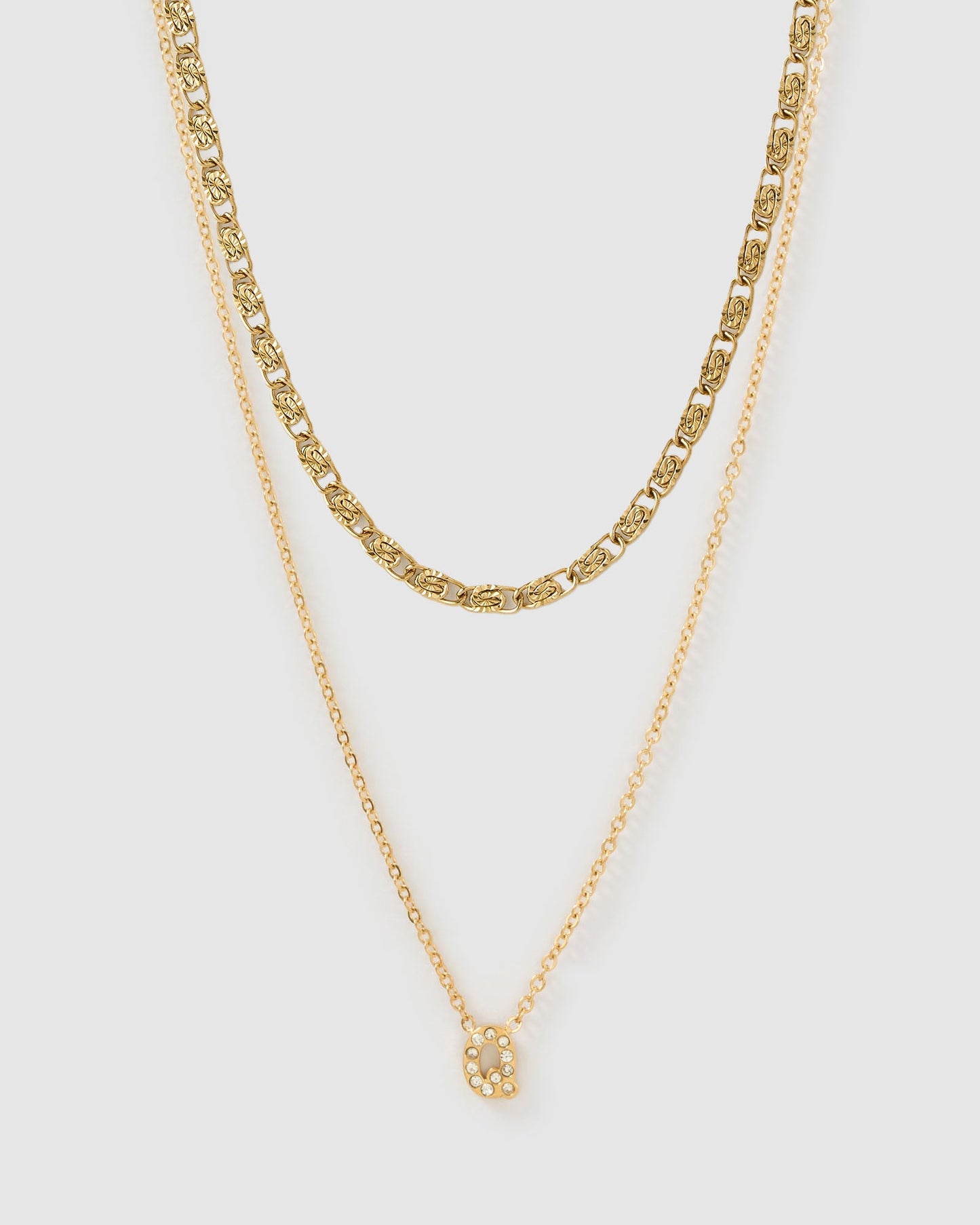 Stone Initial Necklace Stack