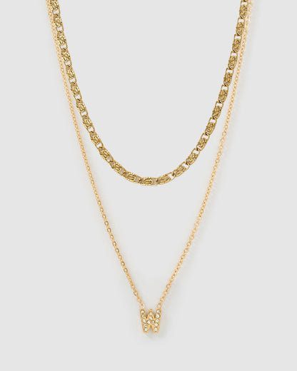 Stone Initial Necklace Stack